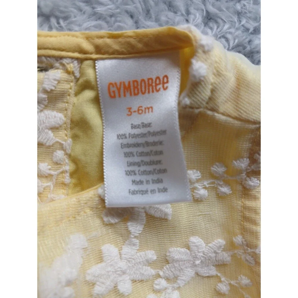Gymboree Baby Girl Yellow Dress Size 3-6 Months Floral Lace Wedding Easter Event